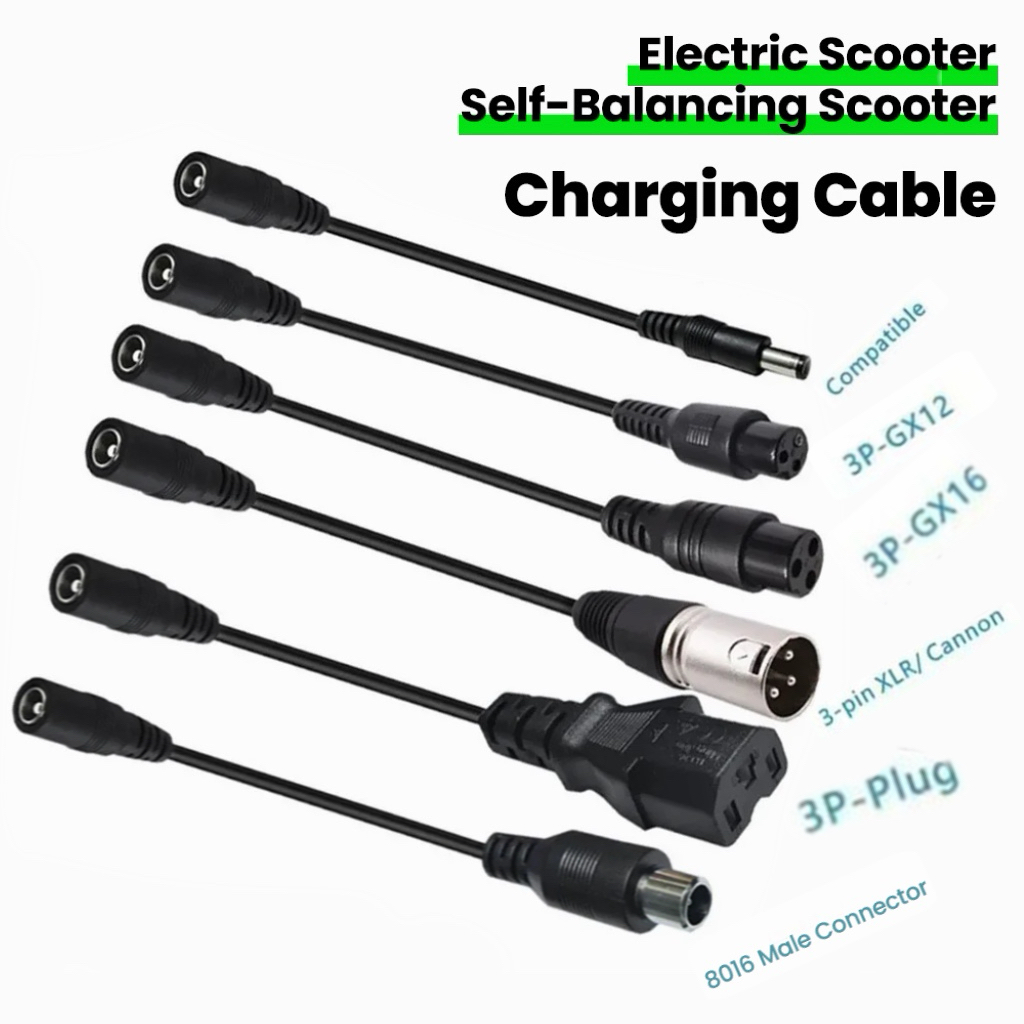 Electric Scooter Charger - Cabo Adaptador Conector DC5.5MM para M12/M16/8016/5525/3Pin